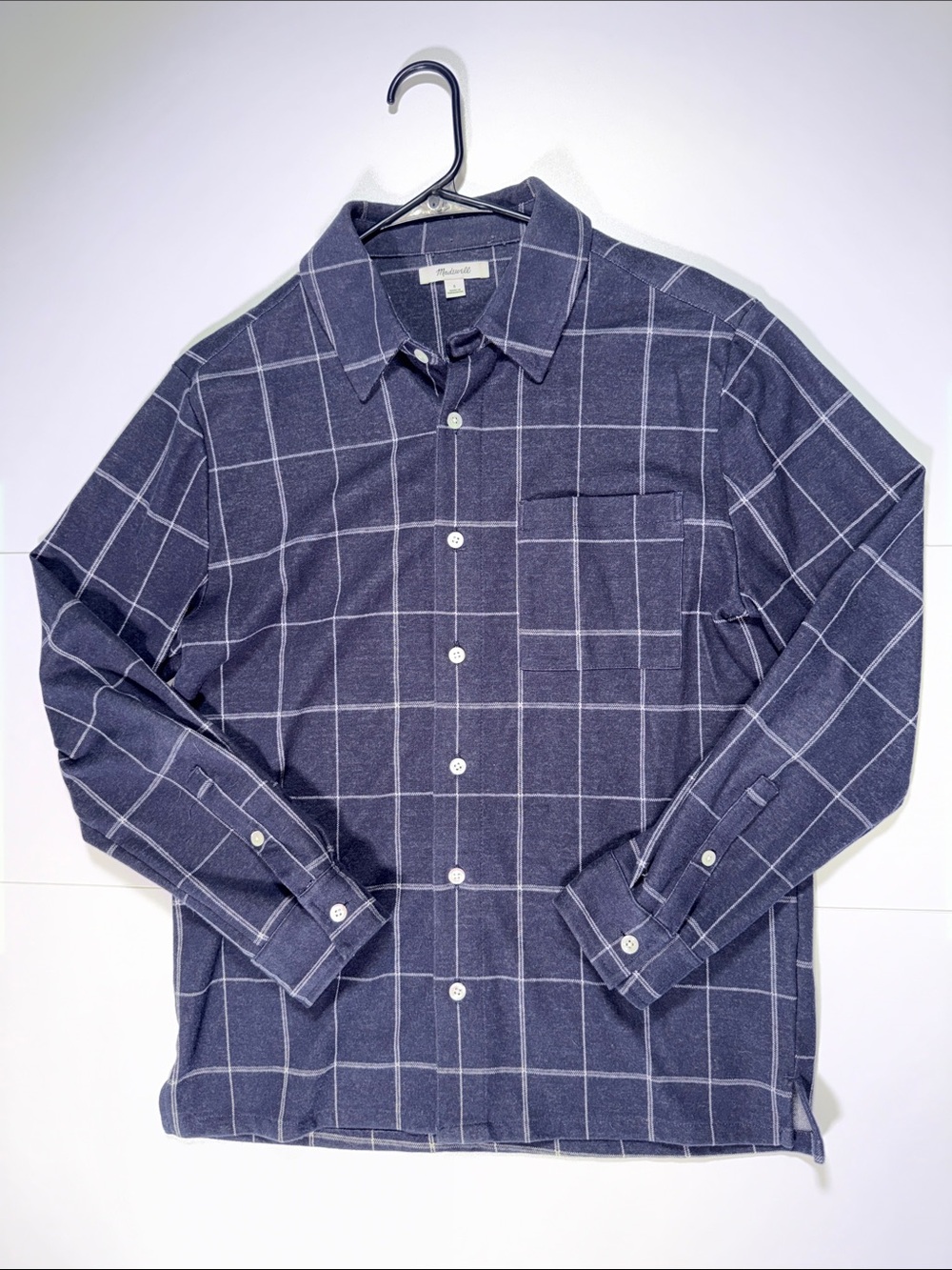 Madewell Men's Navy Windowpane Button-Down Shirt